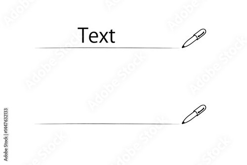 上にテキストを入力するための、手書き風の線とペン
