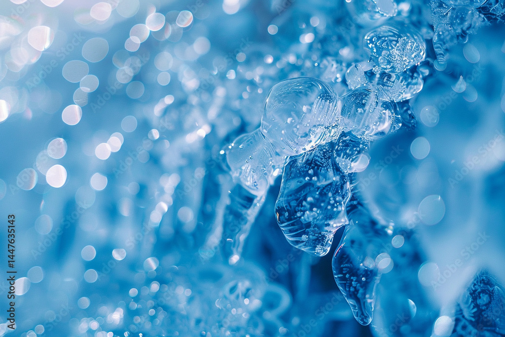 Icy blue hues create a frozen texture that glistens with a cool and refreshing touch, capturing essence of winter in a stunning image Icy blue hues create a frozen texture that glistens with a cool and refreshing touch, capturing essence of winter in a stunning image