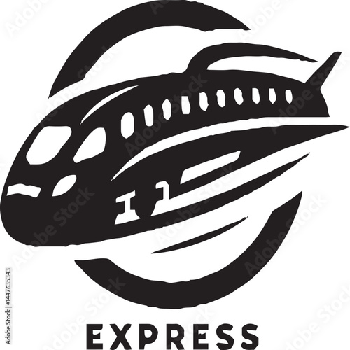 Express Train Logo: Dynamic High-Speed Transportation Illustration