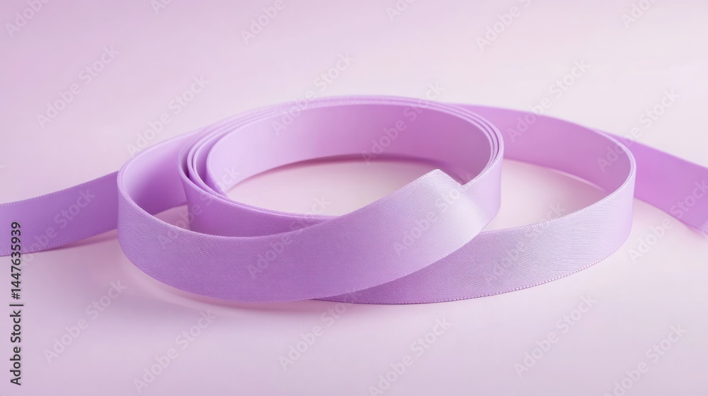 Pink satin ribbon coiled in loops with smooth texture on light pastel background ideal for decoration, crafts, gift wrapping, and creative design projects Pink satin ribbon coiled in loops with smooth texture on light pastel background ideal for decoration, crafts, gift wrapping, and creative design projects