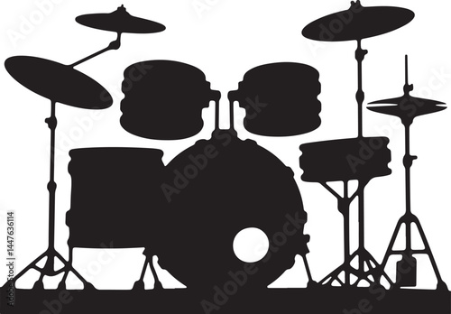 Drum kit set silhouette vector illustration icon design