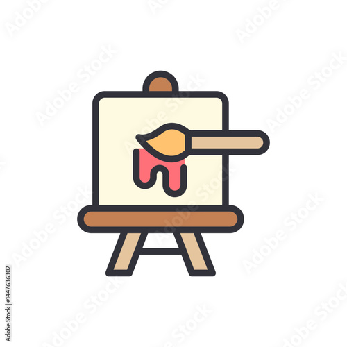 Canvas board colored icons, minimalist vector illustration ,simple transparent graphic element .Isolated on white background