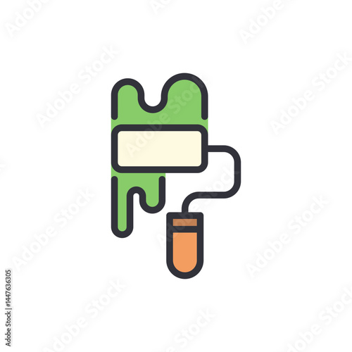 Paint roller colored icons, minimalist vector illustration ,simple transparent graphic element .Isolated on white background