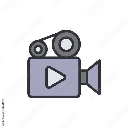 Video recorder colored icons, minimalist vector illustration ,simple transparent graphic element .Isolated on white background