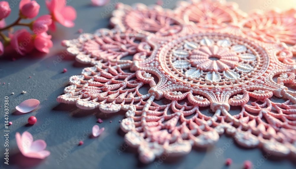 Obraz premium Intricate floral lace doily, delicate texture , refined, home, design