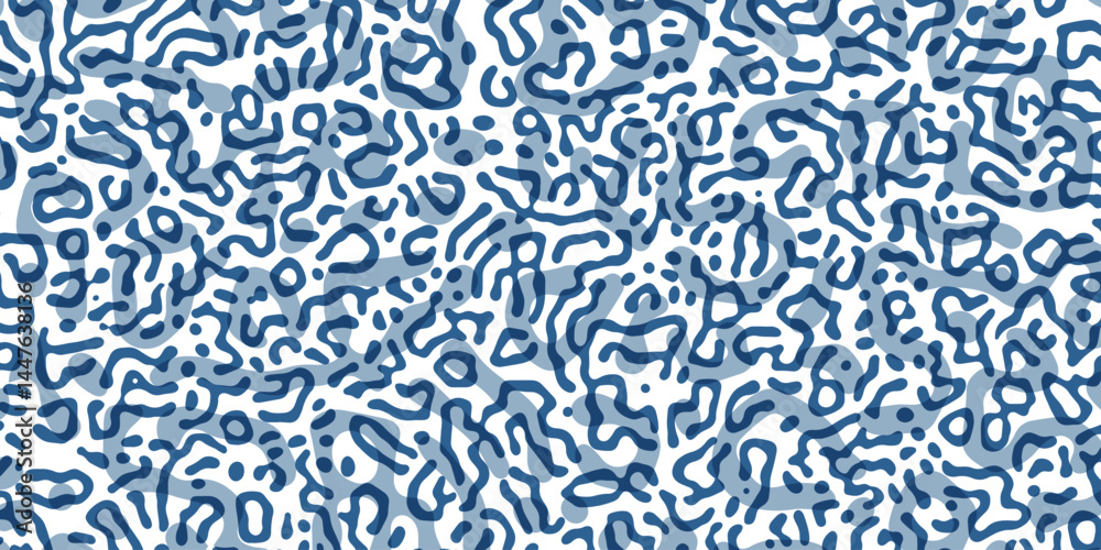 Vector Generative algorithm psychedelic blue background. Reaction-diffusion or turing pattern formation. Organic lines in memphis. Unique texture of homogeneous, uniform state in biological organisms. Vector Generative algorithm psychedelic blue background. Reaction-diffusion or turing pattern formation. Organic lines in memphis. Unique texture of homogeneous, uniform state in biological organisms.