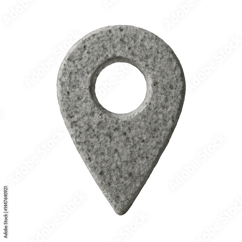 Textured grey stone location marker, a sturdy, tactile navigational symbol crafted from solid rock for precise positioning.