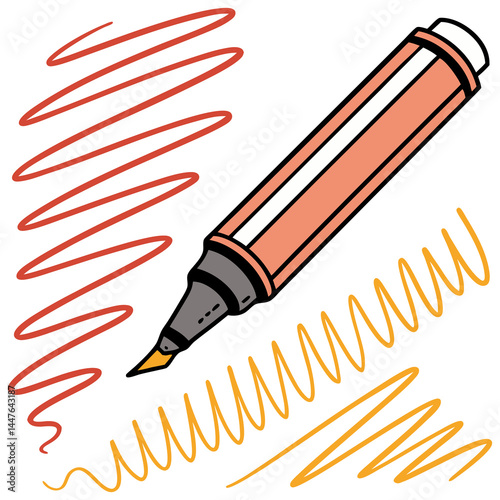 Vector illustration of hand made pen spiral lines Abstract Line Doodles,