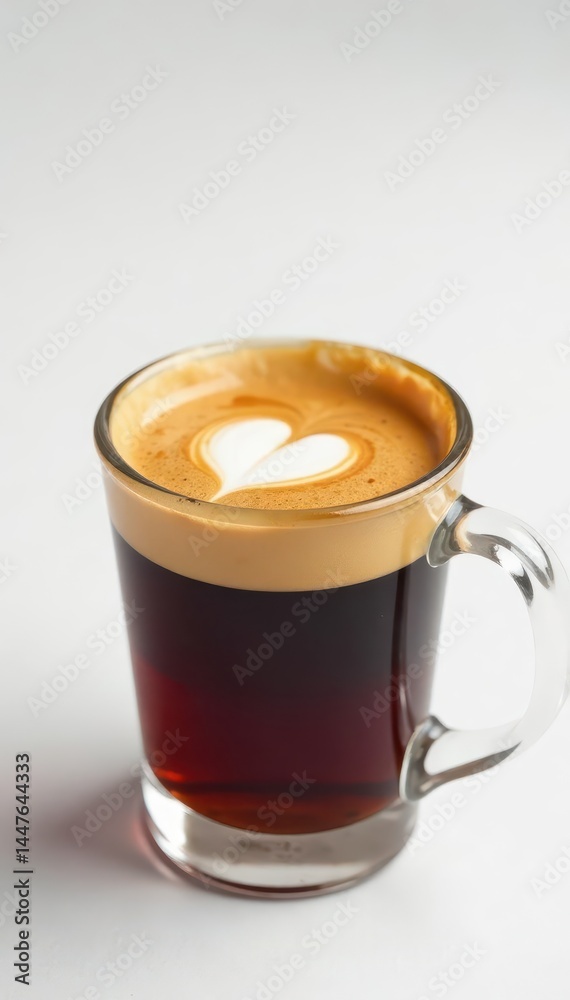 Close-up of a Carajillo, espresso with liqueur, white background, photography, energy Close-up of a Carajillo, espresso with liqueur, white background, photography, energy