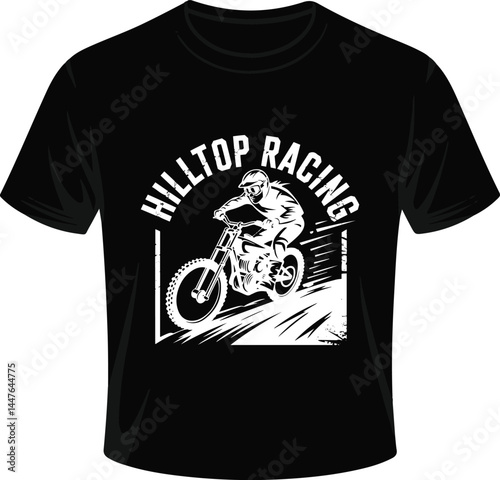 Black T-Shirt Featuring Hilltop Racing Motocross Design