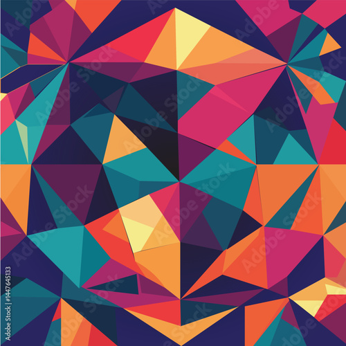 Abstract geometric patterns featuring bright colors and intricate shapes are trending for 2025