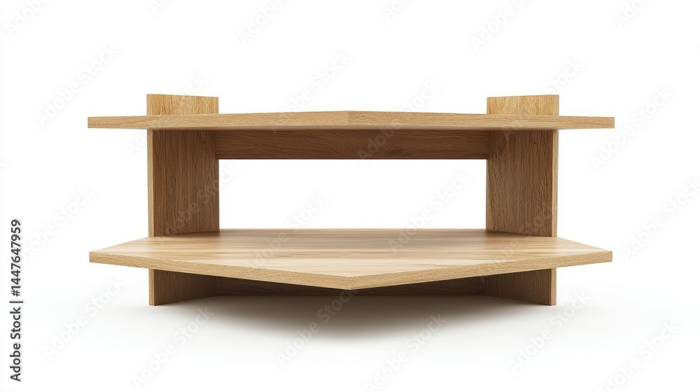 Corner bedside storage shelves isolated on white background Corner bedside storage shelves isolated on white background