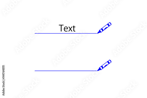 上にテキストを入力するための、手書き風の線とペン
