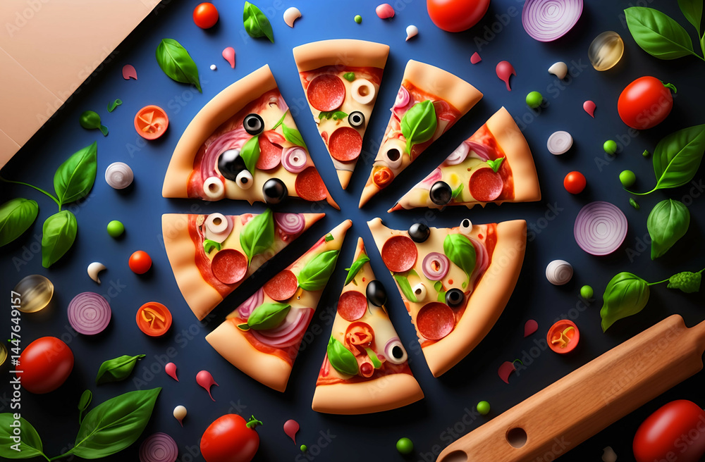 Fototapeta premium pizza with tomato and olives