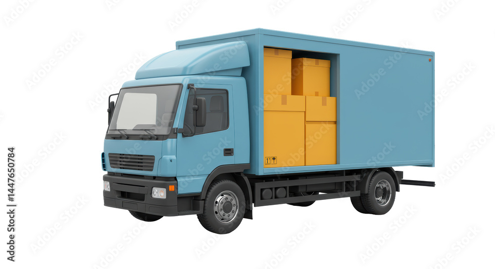 Isolated Delivery Truck with Boxes Isolated Delivery Truck with Boxes