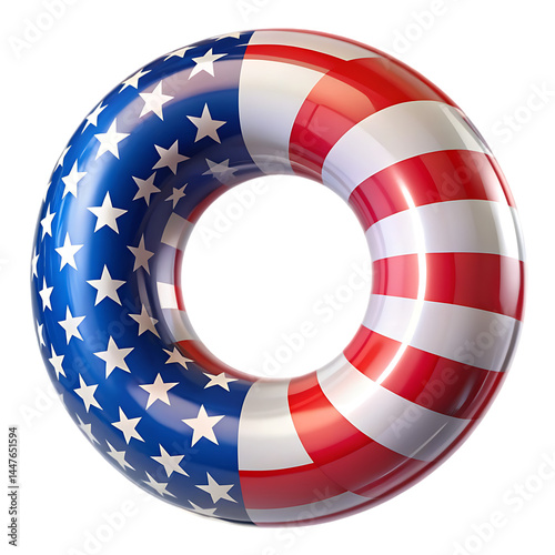 USA Flag Inflatable Pool Float Ring: Summer Fun Patriotic Decor