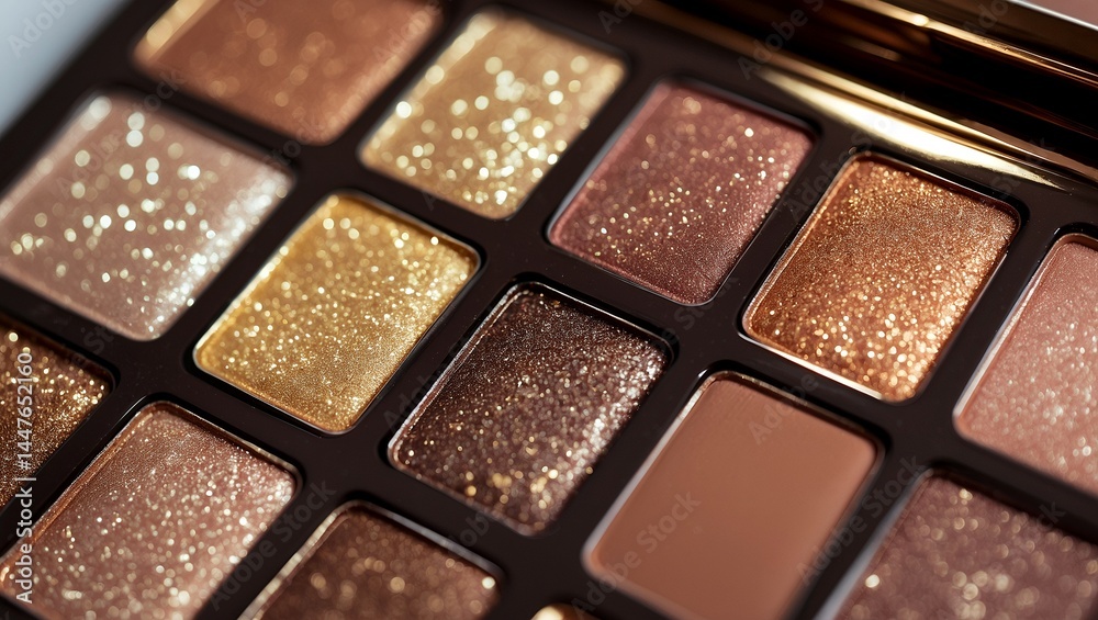 Fototapeta premium Gorgeous shimmering gold and brown eyeshadow palette