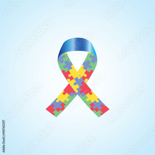 Awareness Day colorful Puzzle icon with puzzle Awareness Ribbon banner or background design template.
