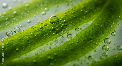 Close-Up of Algae Oil Droplets in Fluid