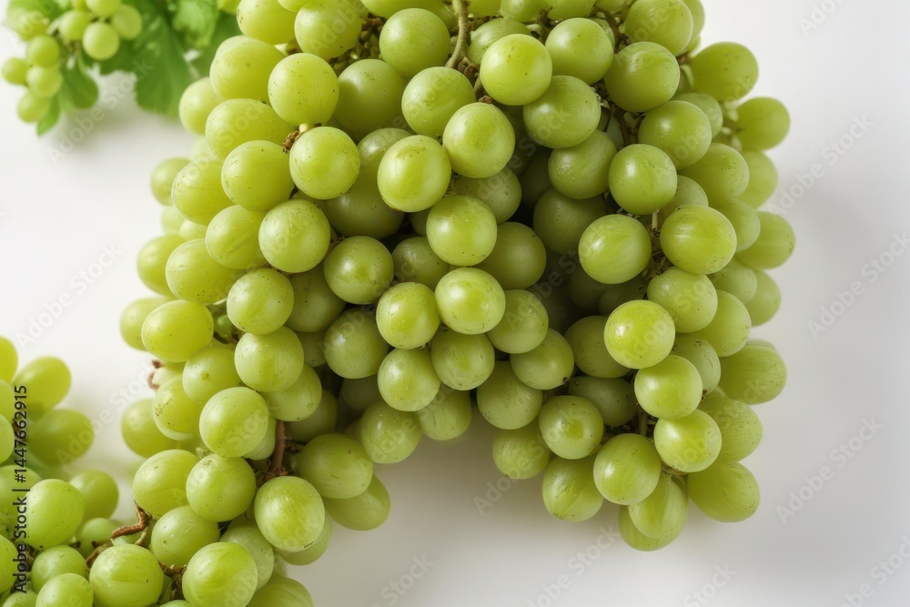 A cluster of vibrant green grapes, isolated on white , bunch, grapes A cluster of vibrant green grapes, isolated on white , bunch, grapes