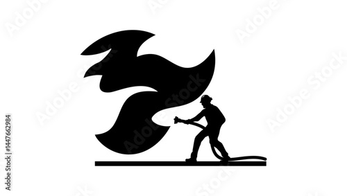 firefighter symbol, black isolated silhouette