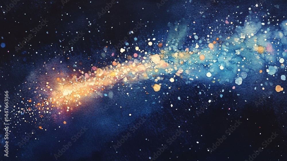 Fototapeta premium A Beautiful Shooting Star Leaving Trails of Soft Watercolor Dust