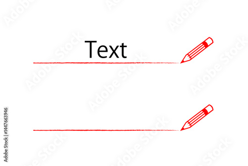 上にテキストを入力するための、手書き風の線と、赤鉛筆
