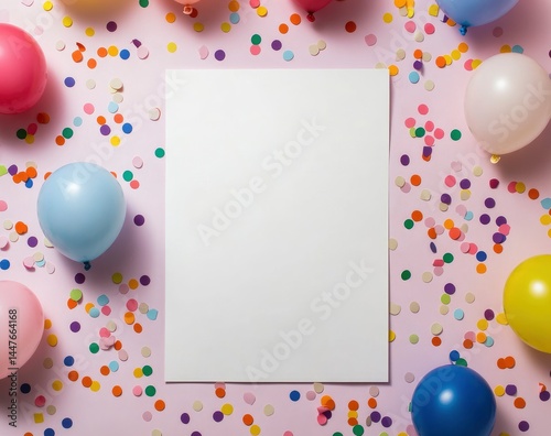 Festive Balloons and Confetti: A Cheerful Pink Party Scene