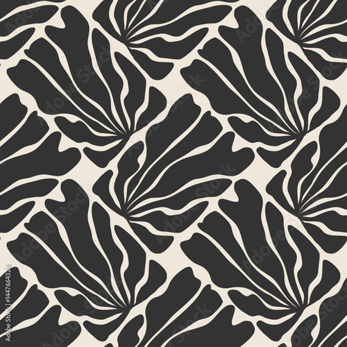 Trendy minimalist seamless botanical pattern with abstract creative hand drawn composition