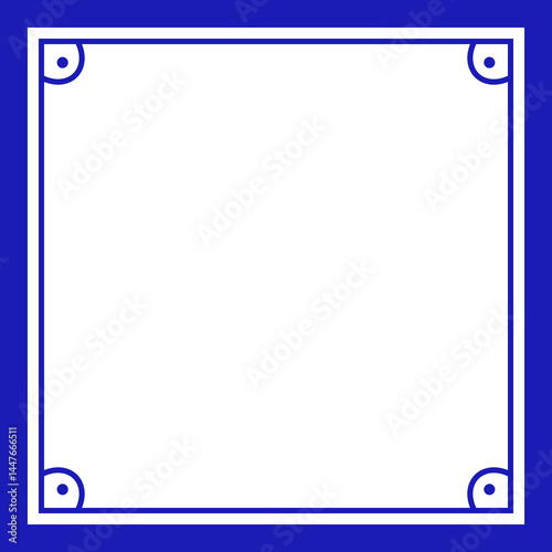 Mexican talavera ceramic tile with classic geometric frame pattern. Vector illustration. Mosaic design art from Puebla.