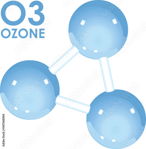 Molécule d'ozone sur fond blanc