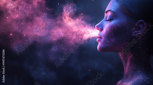 A creative visualization depicting the journey of breath traveling through the human body, highlighting its pathways and impact.