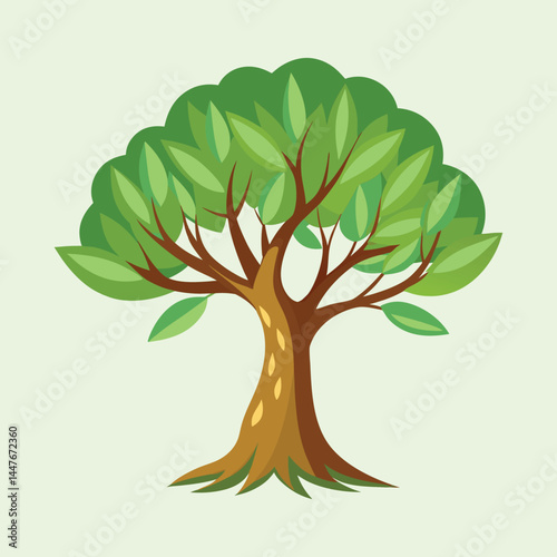 Illustration of a lush cartoon tree with branches and dense leaves
