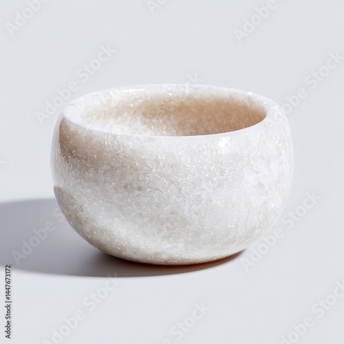 Abalone congee, pristine elegant bowl, soft luxury lighting