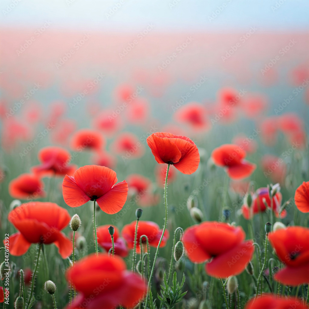 Fototapeta premium field with poppies. background