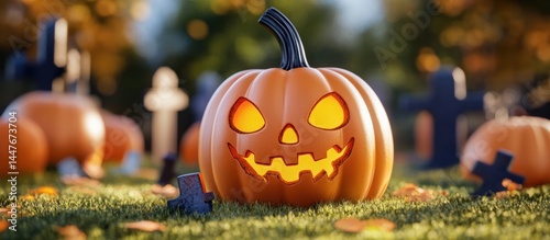 a festive halloween arrangement featuring a glowing jack-o'-lant photo