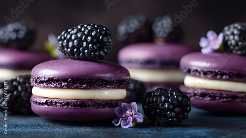 Minimalist dessert plating with macaron, lighting enhancing its charm