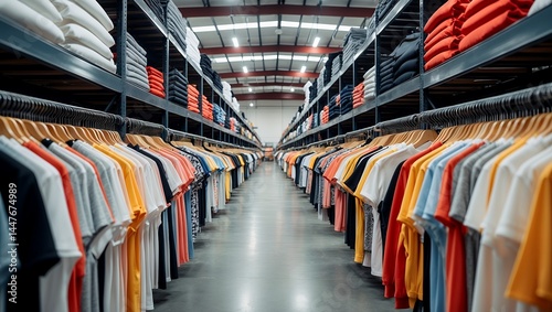 Overloaded warehouse of fast fashion apparel