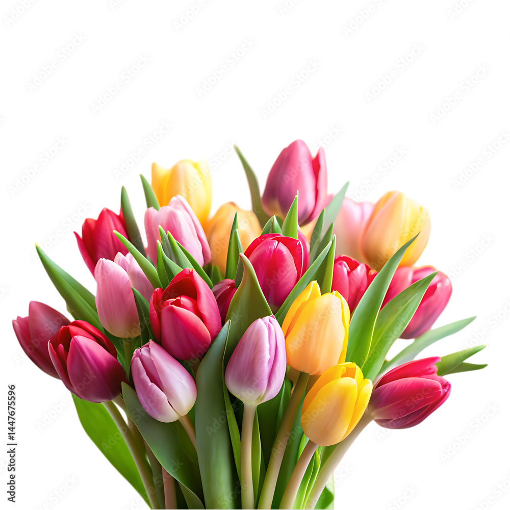 Naklejka premium Colorful Tulip Bouquet Spring Flowers