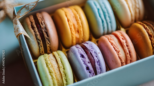 Minimalist dessert plating with macaron, lighting enhancing its charm