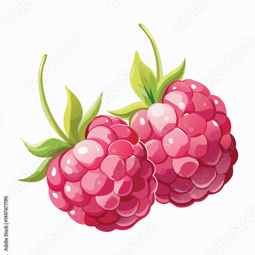 Watercolor raspberries clipart on white background