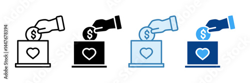 Fundraiser Icon Set Multiple Style Collection