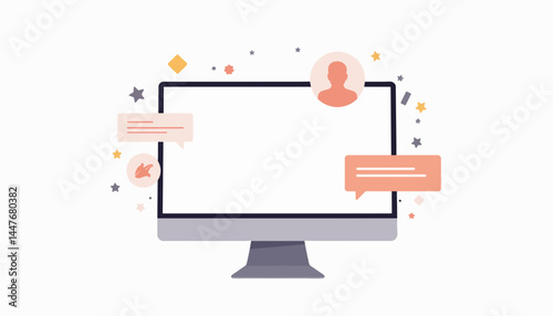Modern virtual assistant interface with speech bubbles, digital simplicity