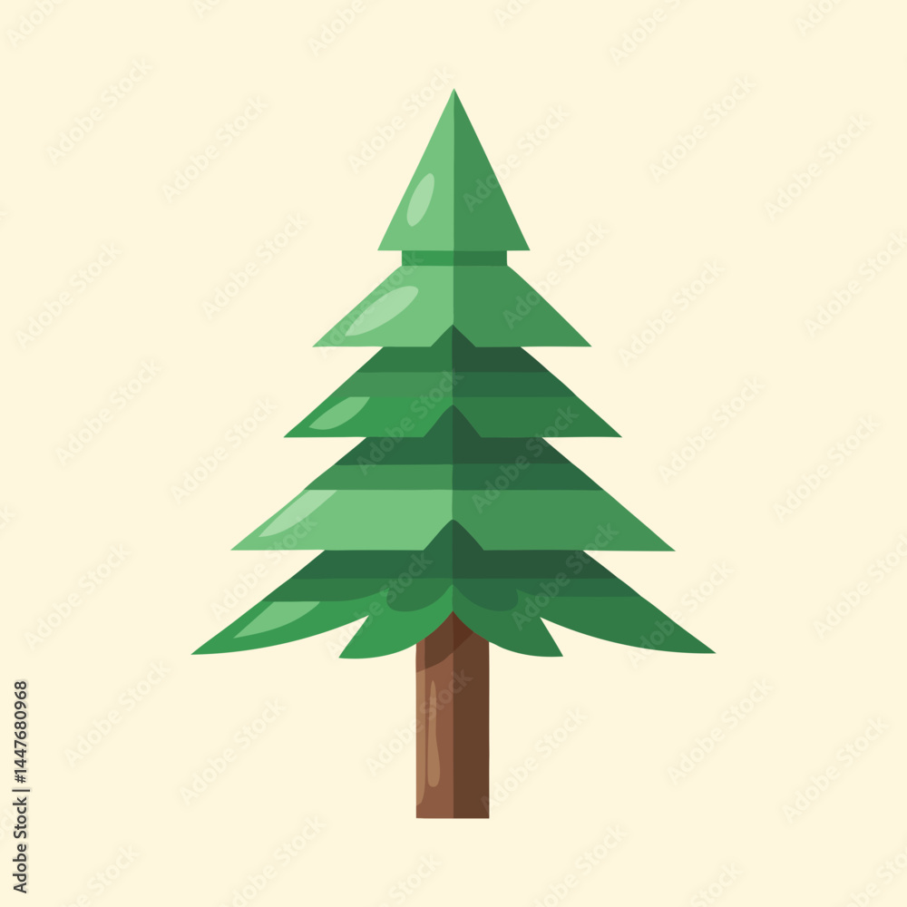 Fototapeta premium Stylized Christmas tree with a light cream colored background illustration
