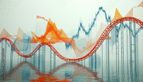Corporate Satire Stock Market Roller Coaster with Volatile Financial Graphs
