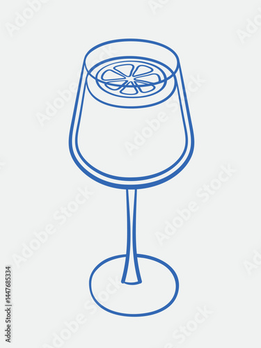 Hand-drawn cocktail Illustration. Line art, ink, minimalist style. Vector illustration. Summer collection.