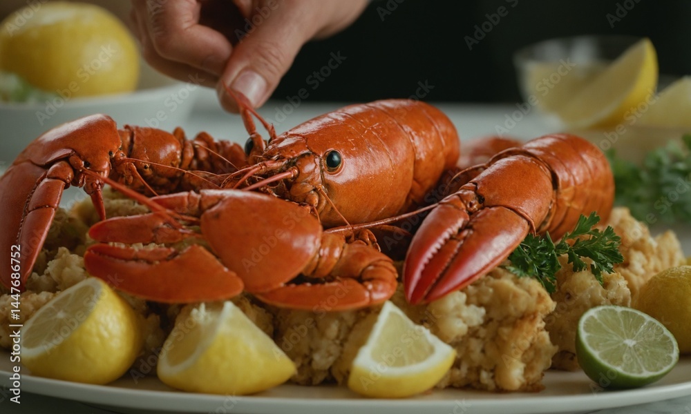 바닷가재 씨푸드 멋진 플레이팅