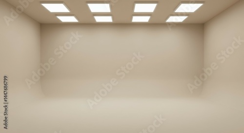Empty Beige Room with Lighting