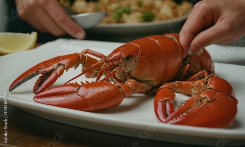 Obraz na płótnie 바닷가재 씨푸드 멋진 플레이팅 w salonie