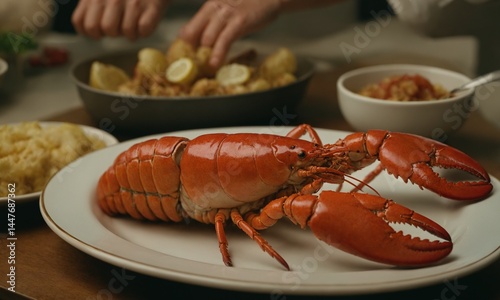 Obraz na płótnie 바닷가재 씨푸드 멋진 플레이팅 w salonie